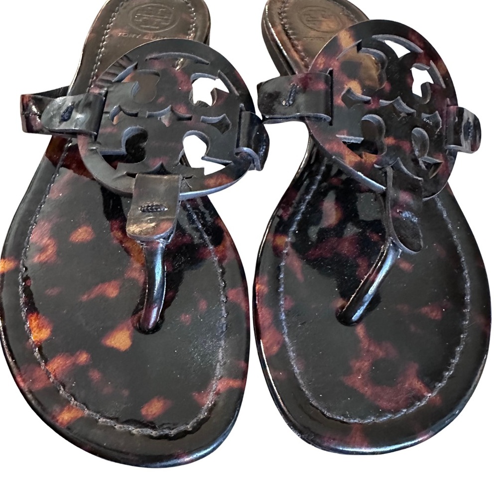 Tory Burch Miller Tortoise Shell patent leather Sandals - Picture 7 of 14